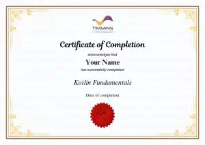 Kotlin Fundamentals and Tuning certificate Training by Timmins Training Consulting, Providing tech trainin globally.